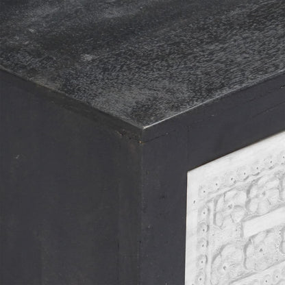 TV-Schrank Handgeschnitzt Grau Weiß Massivholz Mango