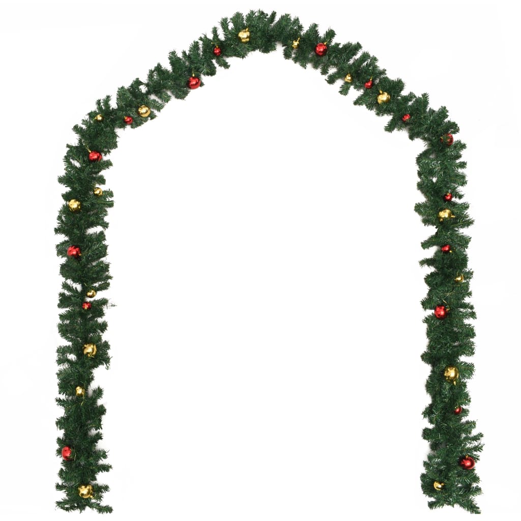 Weihnachtsgirlanden 4 Stk. mit Kugeln Grün 270 cm PVC