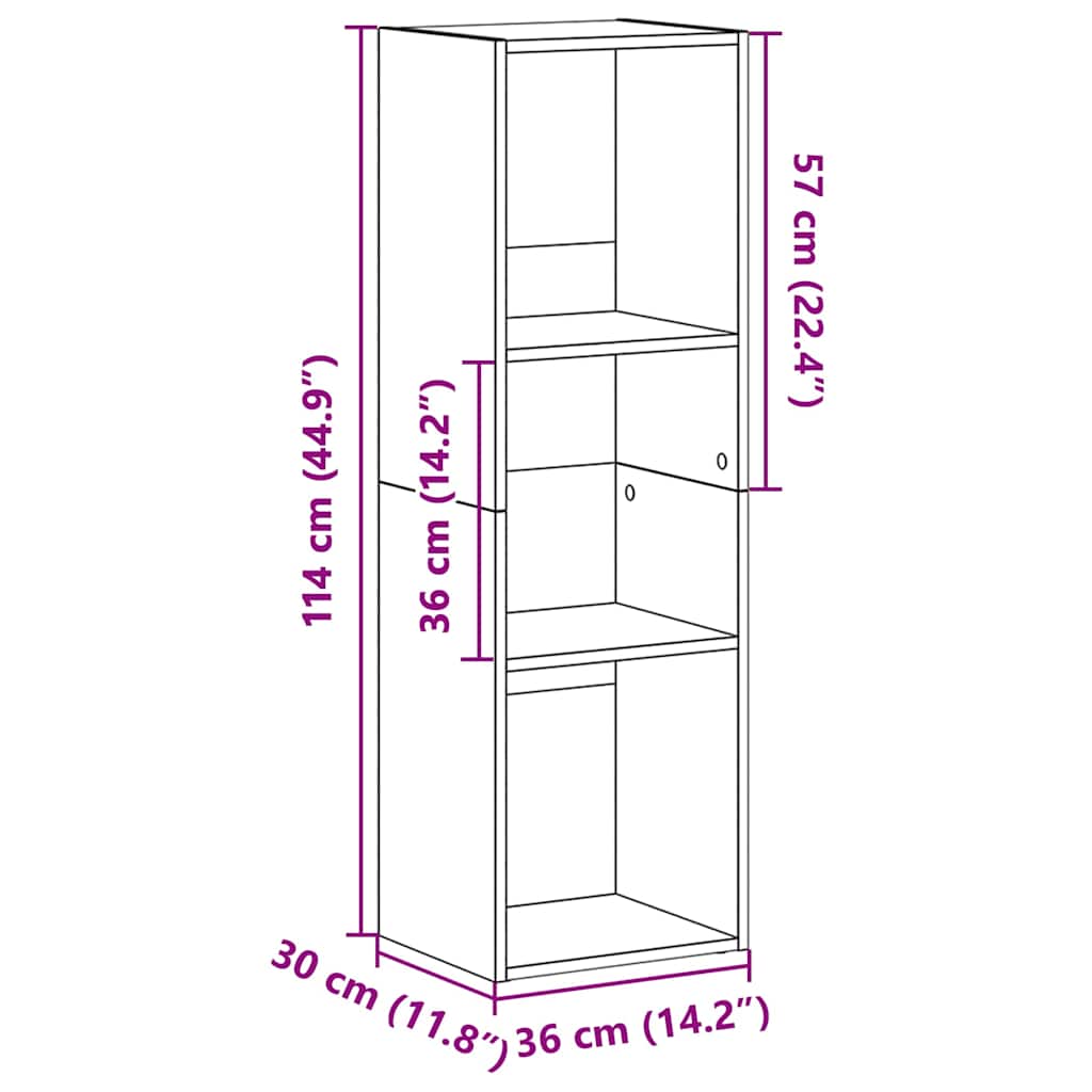 Bücherregal/TV-Schrank Sonoma Eiche 36x30x114 cm Holzwerkstoff