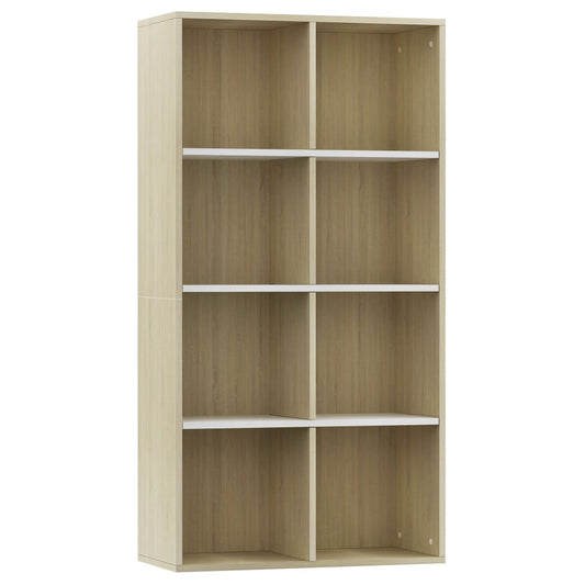 Bücherregal/Sideboard Weiß Sonoma-Eiche 66×30×130 cm