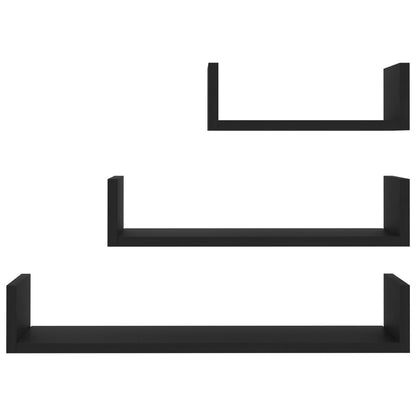 Wandregal 3 Stk. Schwarz Holzwerkstoff