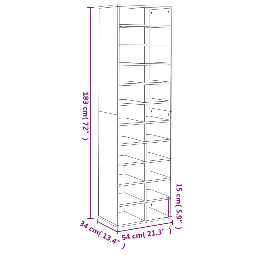 Schuhschrank Weiß 54x34x183 cm Holzwerkstoff