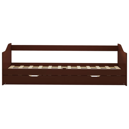 Ausziehsofa Bettgestell Dunkelbraun Kiefernholz 90×200 cm