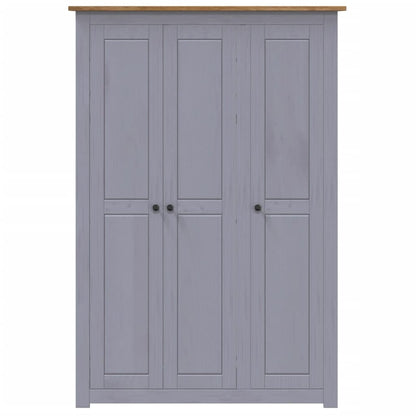 Kleiderschrank 3-Türig Grau 118×50×171,5 cm Kiefer Panama Serie