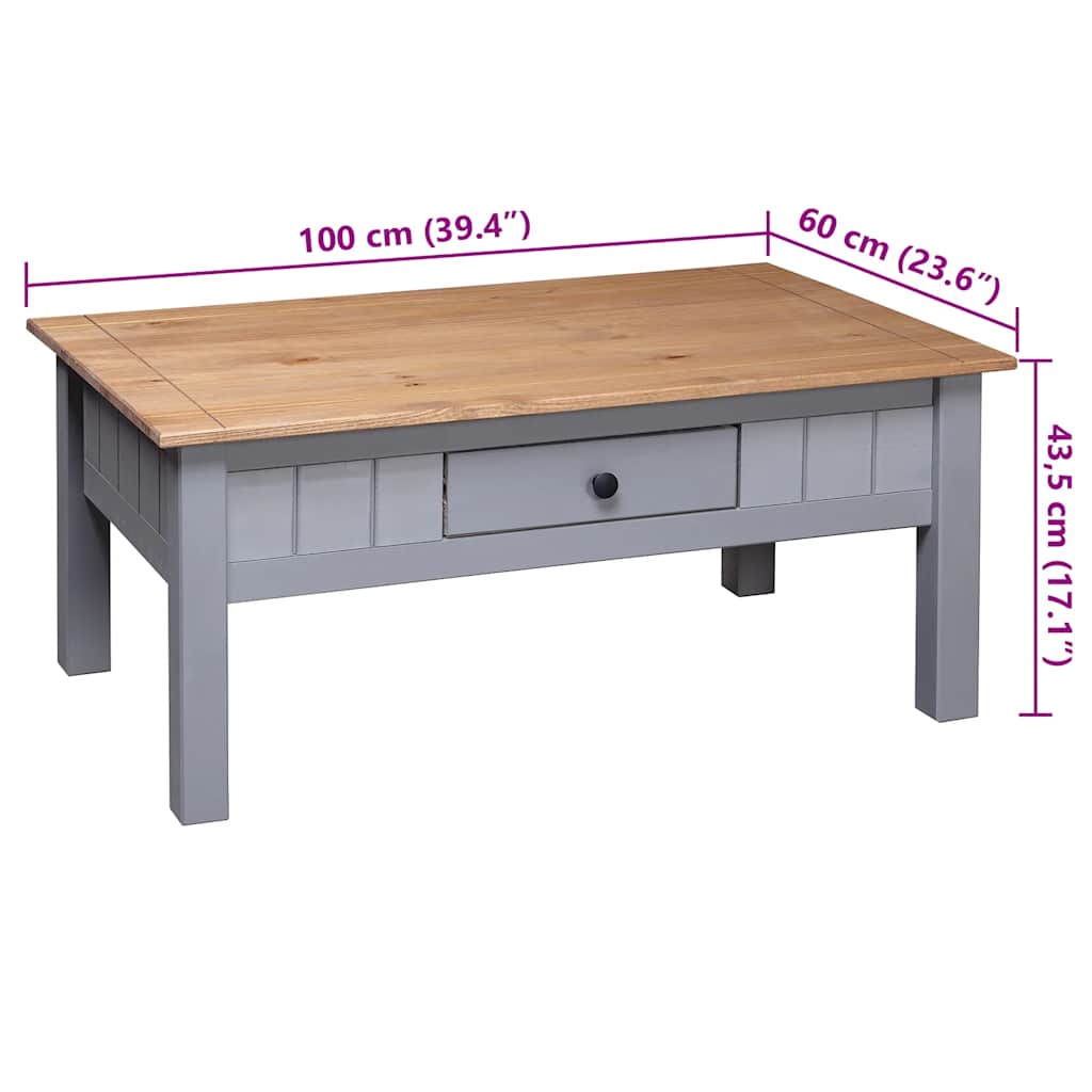 Couchtisch Grau 100x60x43,5 cm Massivholz Panama-Kiefer