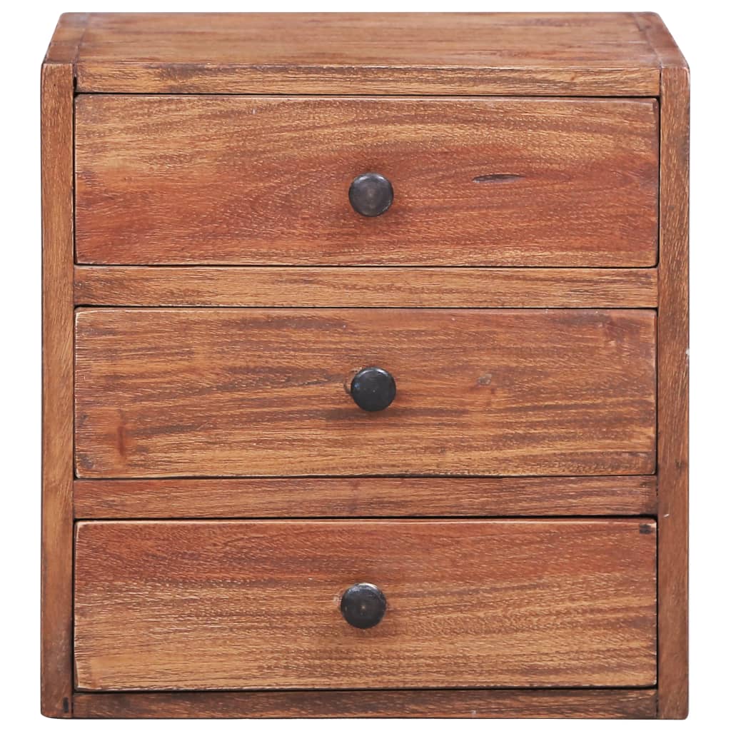 Nachttisch mit 3 Schubladen 35x25x35 cm Altholz Massiv