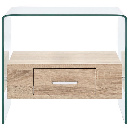 Couchtisch mit Schublade 50x50x45 cm Hartglas