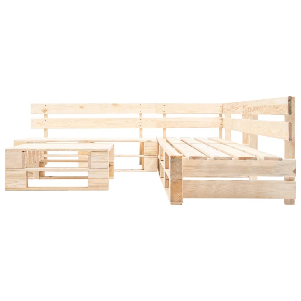 4-tlg. Paletten-Lounge-Set Holz Natur