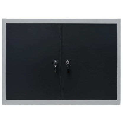 Wand-Werkzeugschrank Industrie-Stil Metall Grau und Schwarz