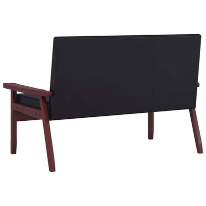 2-tlg. Sofagarnitur Schwarz Kunstleder