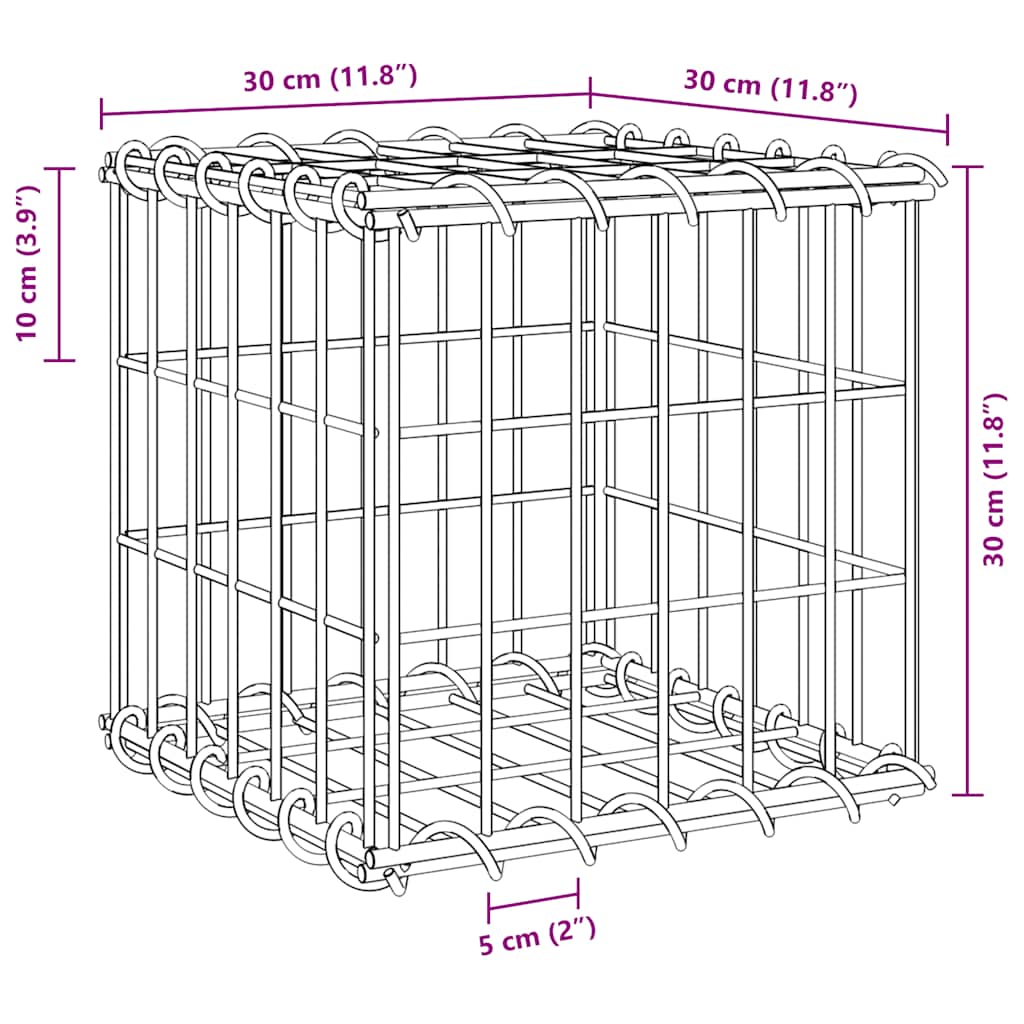 Würfel-Gabionen-Hochbeet Stahldraht 30x30x30 cm