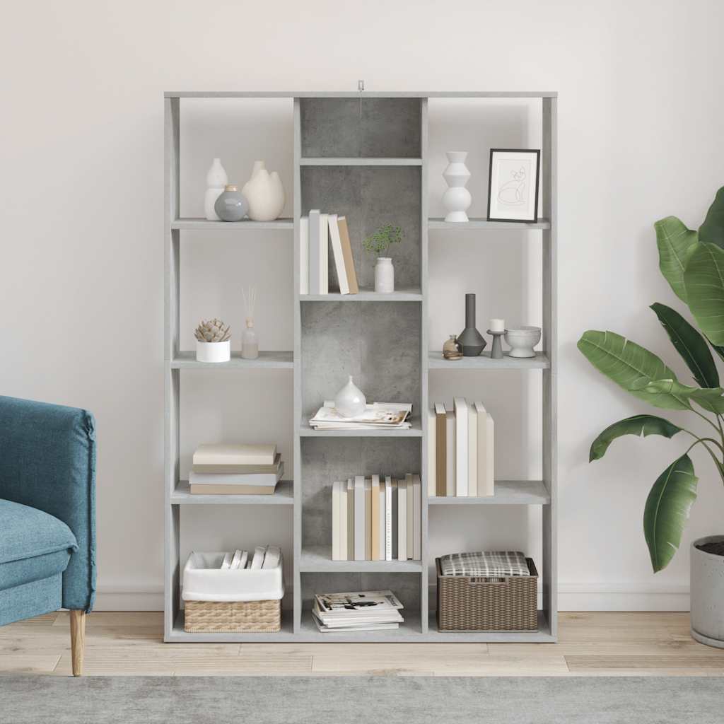 Raumteiler/Bücherregal Betongrau 100x24x140 cm Holzwerkstoff