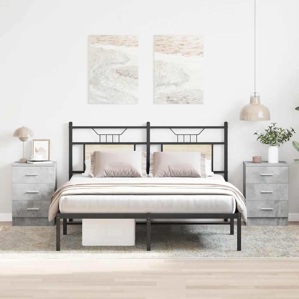 Nachttische 2 Stk. Betongrau 38x35x56 cm Holzwerkstoff