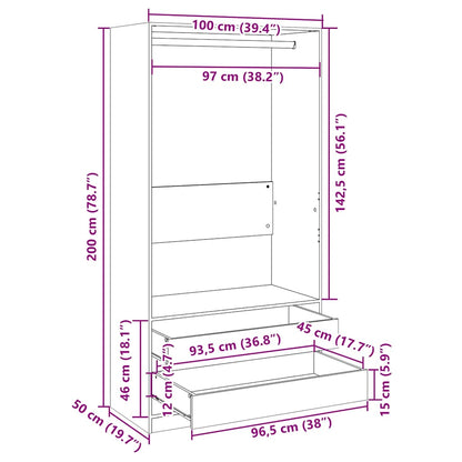 Kleiderschrank Weiß 100x50x200 cm Holzwerkstoff