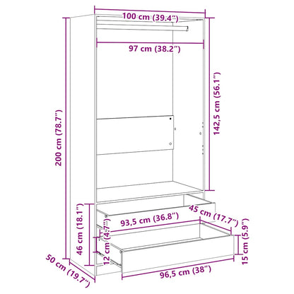 Kleiderschrank Betongrau 100x50x200 cm Holzwerkstoff