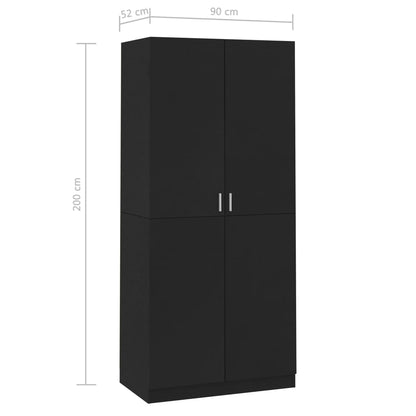 Kleiderschrank Schwarz 90x52x200 cm Holzwerkstoff