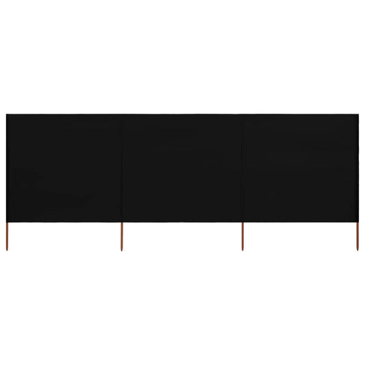 3-teiliges Windschutzgewebe 400 x 160 cm Schwarz