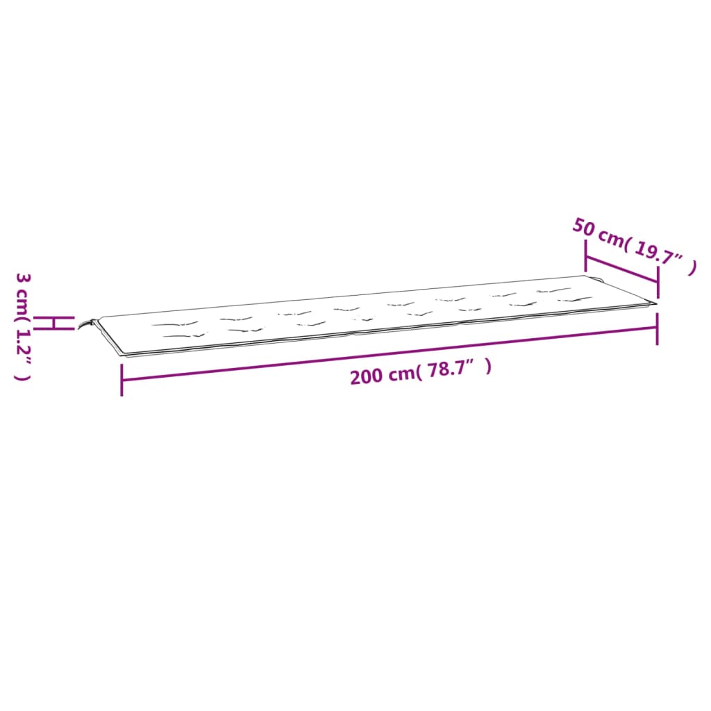 Gartenbank-Auflage Anthrazit 200x50x4 cm Oxford-Gewebe