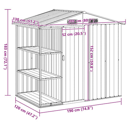 Gartenhaus mit Regal Grün 205x130x183 cm Eisen