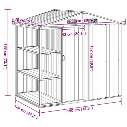 Gartenhaus mit Regal Anthrazit 205x130x183 cm Eisen