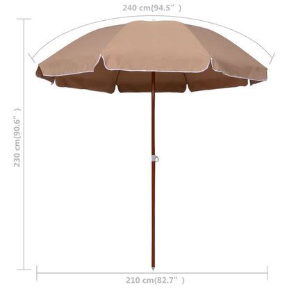 Sonnenschirm mit Stahl-Mast 240 cm Taupe