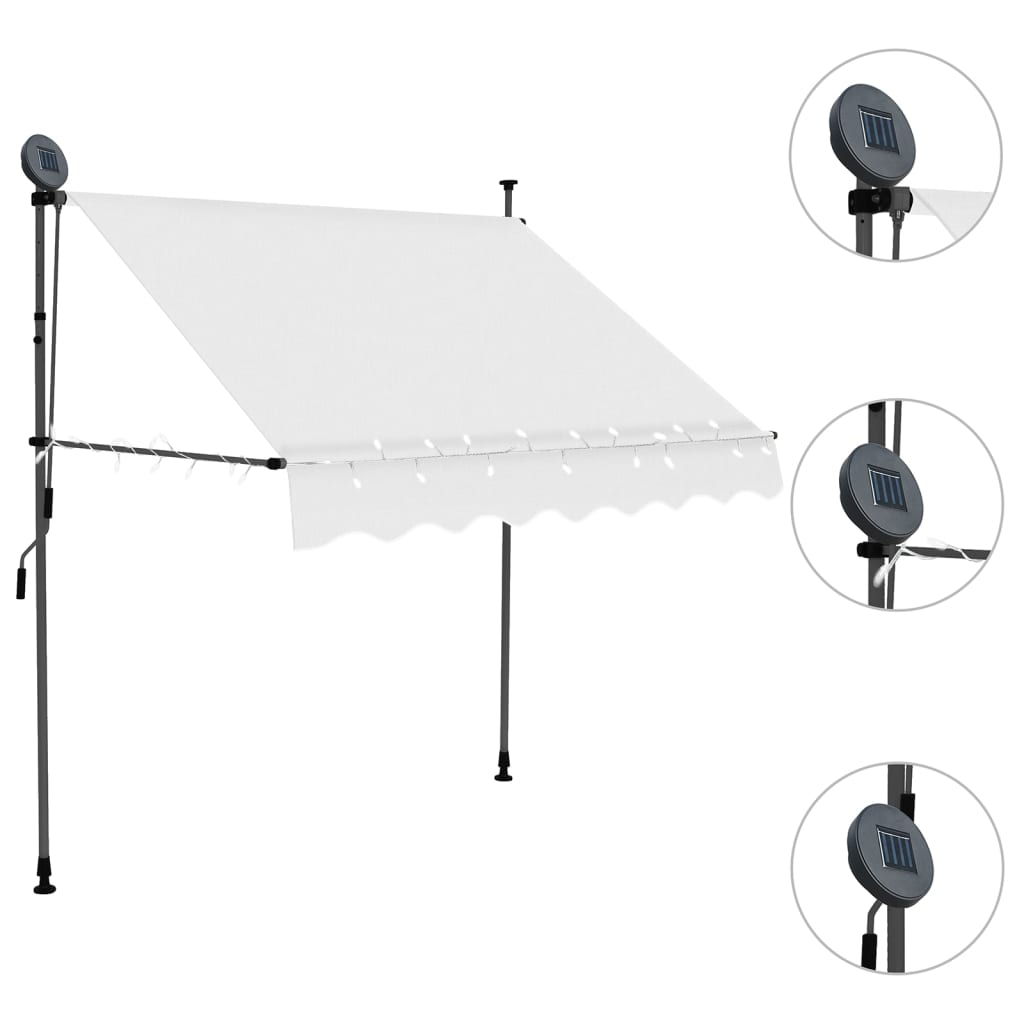 Einziehbare Markise Handbetrieben mit LED 100 cm Creme