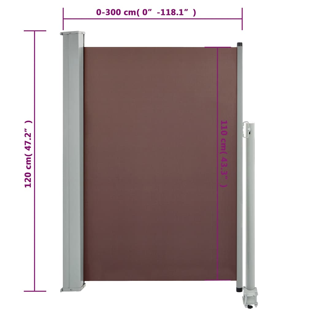 Ausziehbare Seitenmarkise 120x300 cm Braun