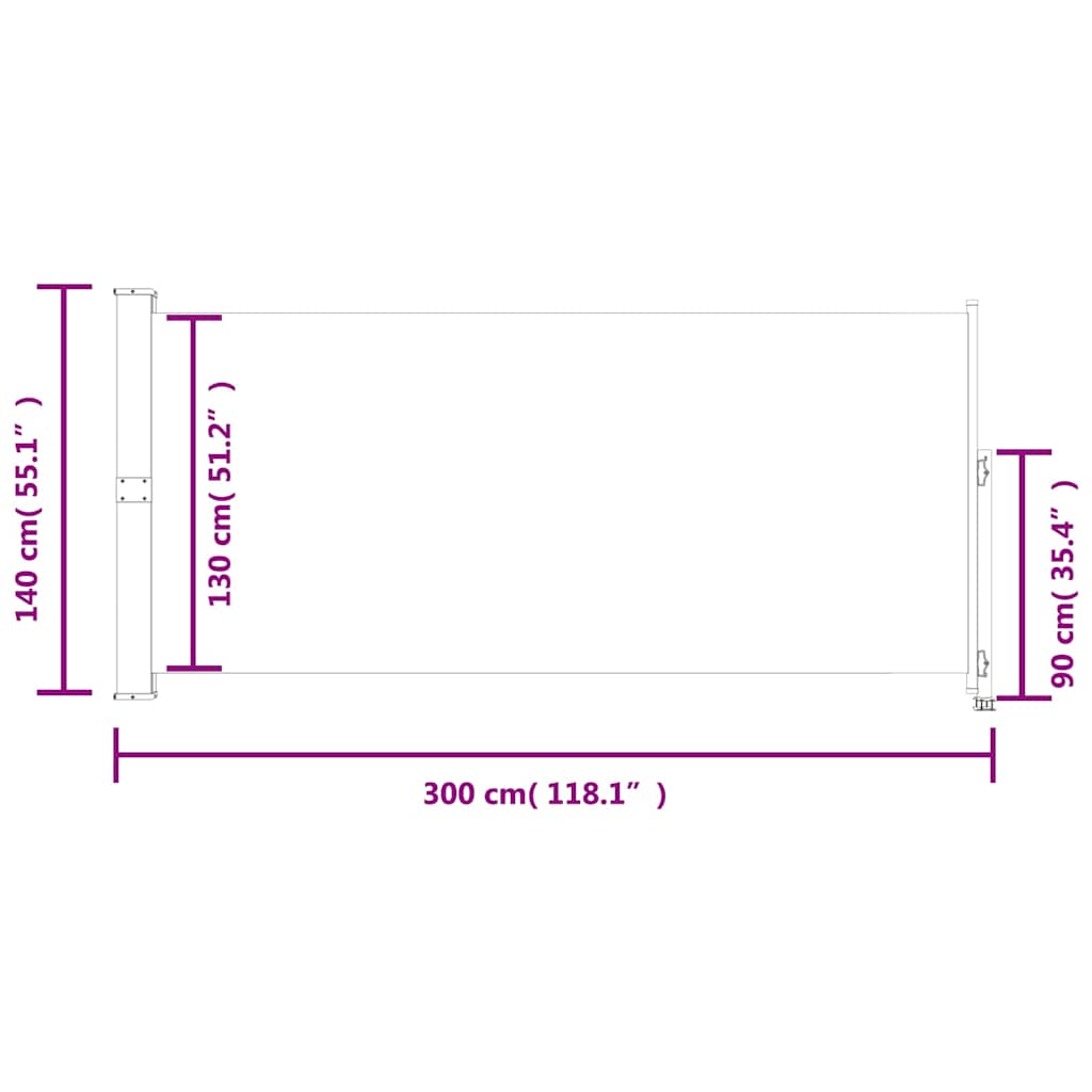 Ausziehbare Seitenmarkise 140 x 300 cm Rot
