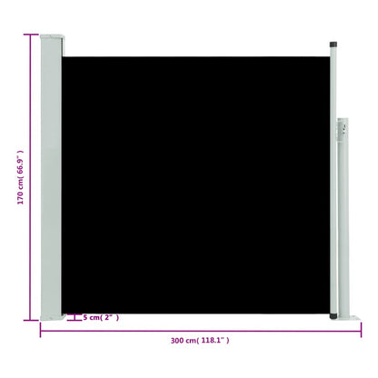 Ausziehbare Seitenmarkise 170×300 cm Schwarz