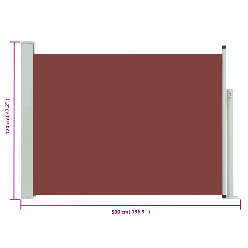 Ausziehbare Seitenmarkise 120×500 cm Braun