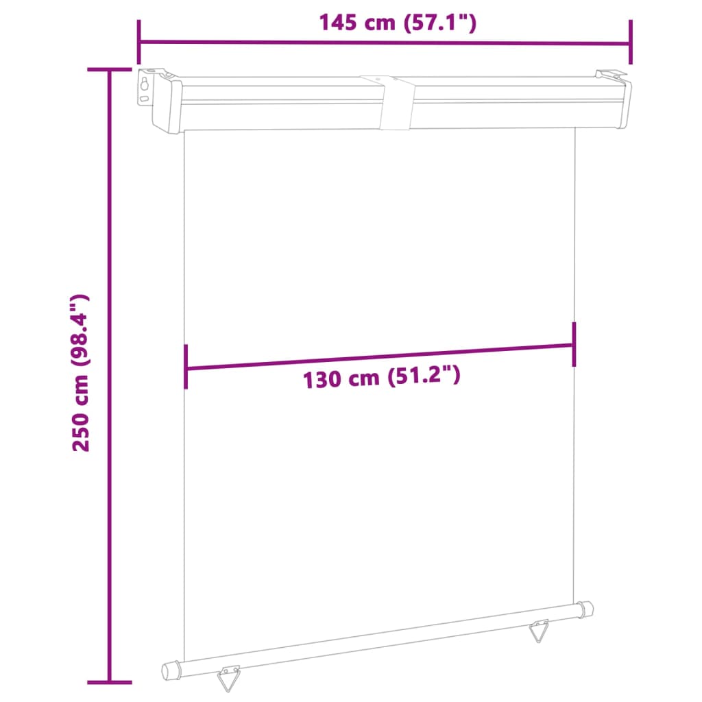 Balkon-Seitenmarkise 145x250 cm Creme