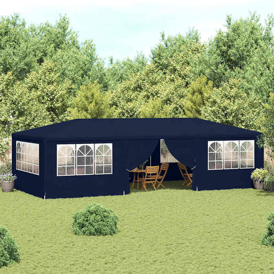 Profi-Partyzelt mit Seitenwänden 4×9 m Blau 90 g/m²