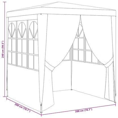 Profi-Partyzelt mit Seitenwänden 2×2m Anthrazit 90 g/m²