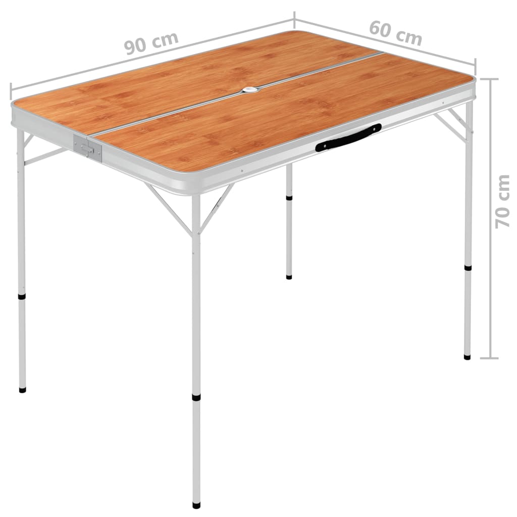 Klappbarer Campingtisch mit 2 Sitzbänken Aluminium Braun