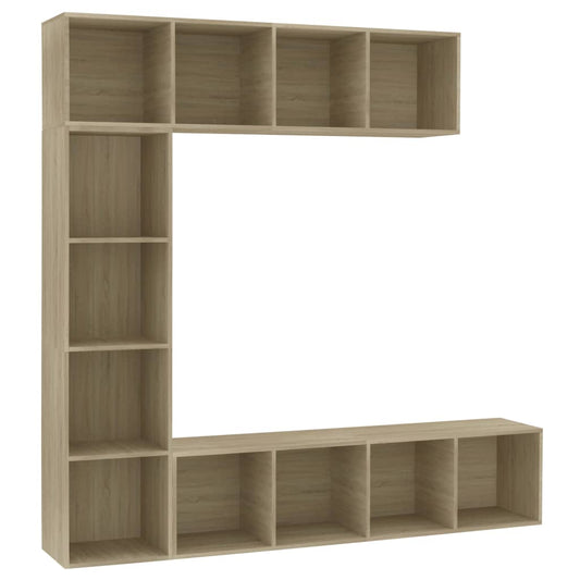 3-tlg. Bücher-/TV-Schrank Set Sonoma-Eiche 180x30x180 cm
