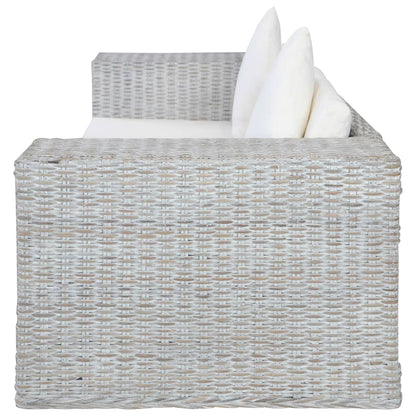 2-tlg. Sofagarnitur mit Auflagen Grau Natur Rattan