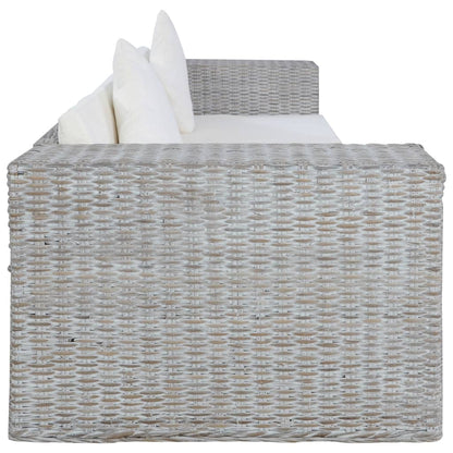 2-tlg. Sofagarnitur mit Auflagen Grau Natur Rattan