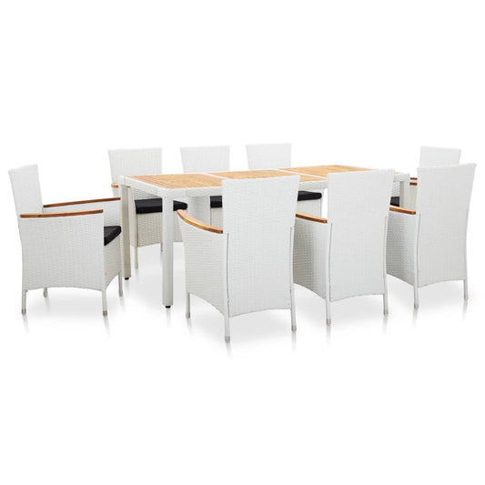 9-tlg. Garten-Essgruppe Poly Rattan Weiß