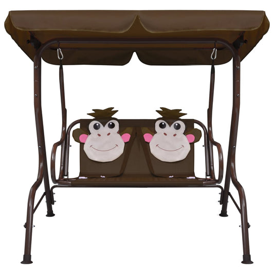 Kinder-Hollywoodschaukel Braun 115×75×110 cm Stoff