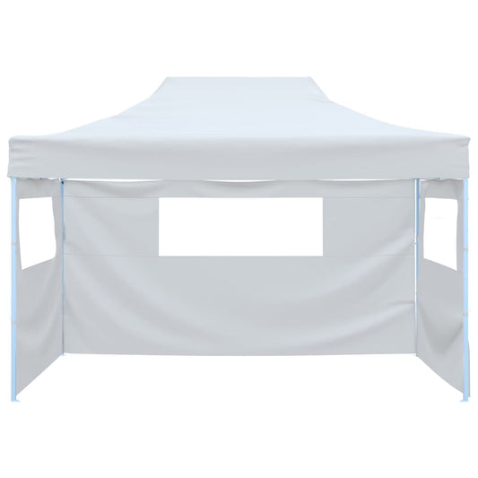 Partyzelt Faltbar mit 3 Seitenteilen 291x413x315 cm Weiß
