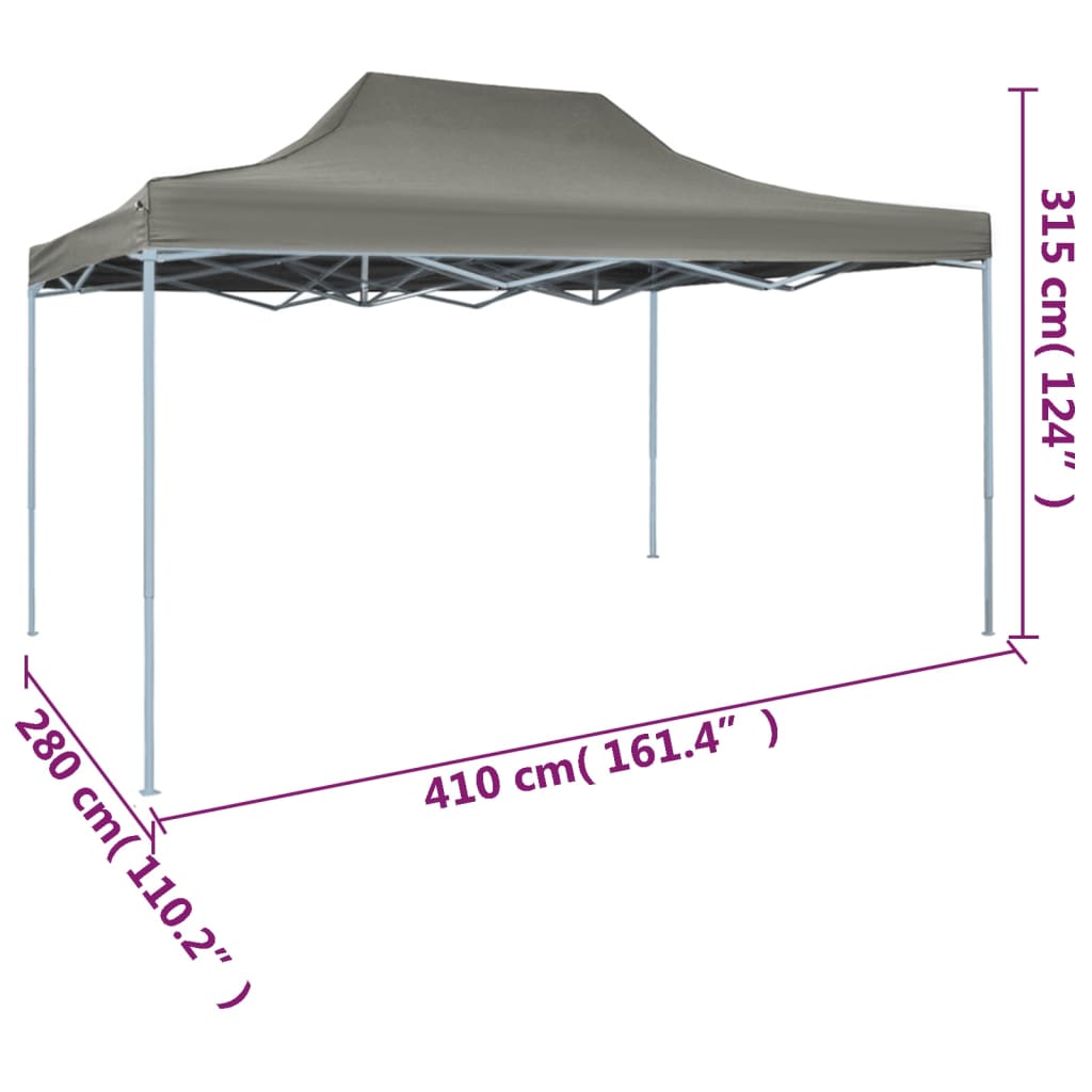 Profi-Partyzelt Faltbar 3×4 m Stahl Anthrazit