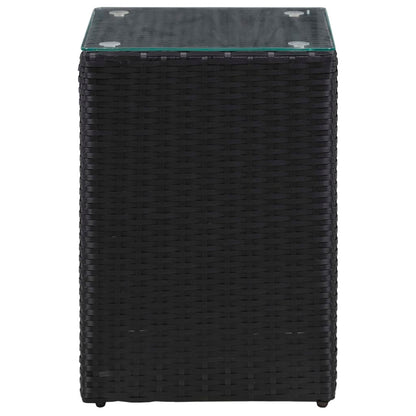 Beistelltische 3 Stk. mit Glasplatte Schwarz Poly Rattan