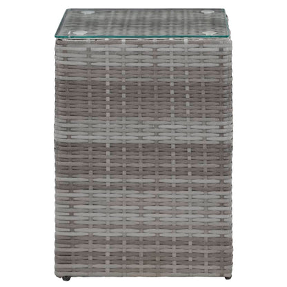 Beistelltische 3 Stk. mit Glasplatte Grau Poly Rattan
