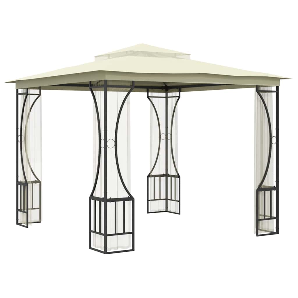 Pavillon mit Netz 300x300x265 cm Creme