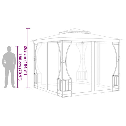 Pavillon mit Netz 300x300x265 cm Creme