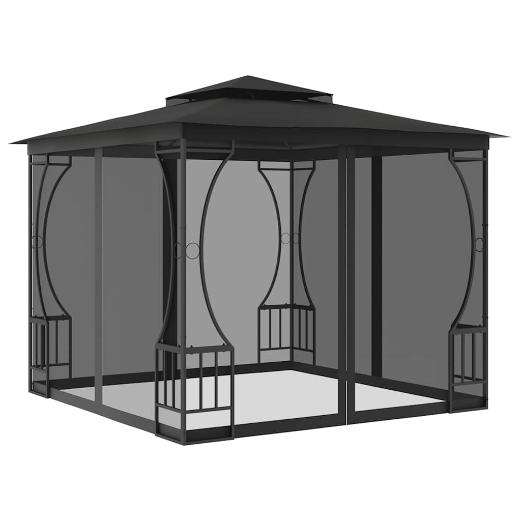 Pavillon mit Netz 300x300x265 cm Anthrazit