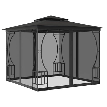 Pavillon mit Netz 300x300x265 cm Anthrazit