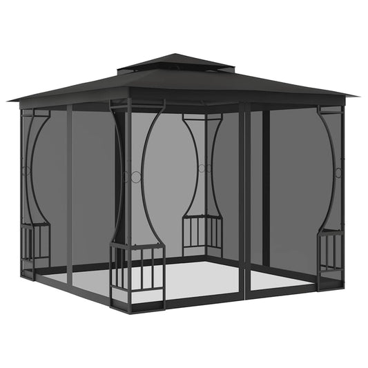 Pavillon mit Netz 300x300x265 cm Anthrazit