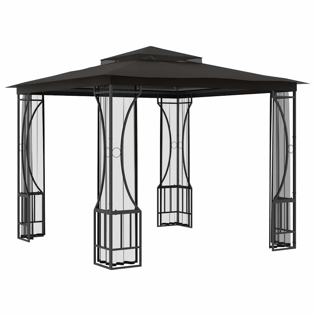 Pavillon mit Netz 300x300x265 cm Anthrazit