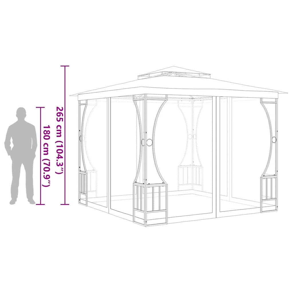 Pavillon mit Netz 300x300x265 cm Anthrazit